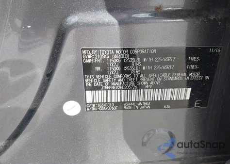 2017 Toyota Rav4 Xle из США, поврежденный, VIN JTMRFREV2HD205726